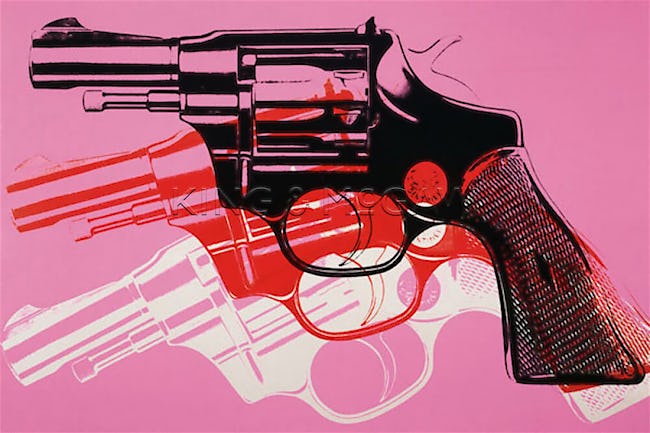 Gun, c.1981-82 (black, white, red on pink)