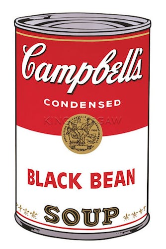 Campbell's Soup I, 1968 (black bean)