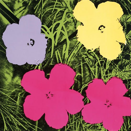 Flowers, c.1964 (1 purple, 1 yellow, 2 pink)