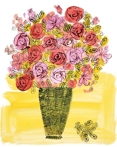 (Stamped) Basket of Flowers, c 1958