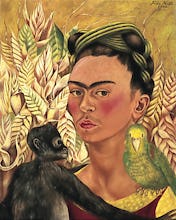 Self-Portrait with Monkey and Parrot, 1942