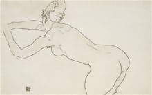 Female Nude Kneeling and Bending Forward to the Left, 1918