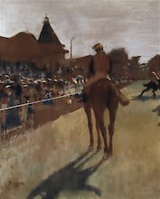 Racehorses at the grandstand