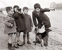 Boys on river bank, 1948
