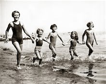Children on the beach at Bognor, 1933