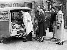 Mobile butchers shop, Glasgow 1955