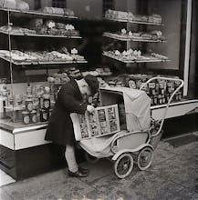 Outside the bakers, Stratford upon Avon 1954
