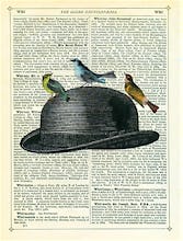 Bowler Hat with Birds