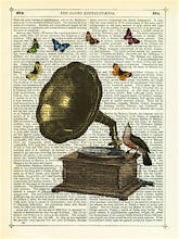 Gramophone, Bird and Butterflies