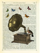 Gramophone, Bird and Butterflies
