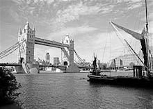 Tower Bridge and Thames barge