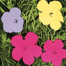 Flowers, c.1964 (1 purple, 1 yellow, 2 pink)