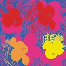 Flowers c.1964 ( red, yellow, orange on blue)