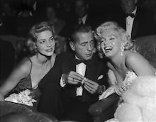 Marilyn Monroe with Humphrey Bogart and Lauren Bacall at Ciro's Nightclub