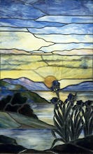Stained Glass Window with Iris and Sunset, c.1900