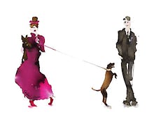 What to Wear When Walking the Dogs - Him & Her (Pink Dress & Bow)