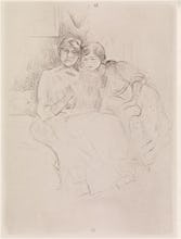 Berthe Morisot Drawing, with Her Daughter, 1889