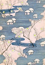 Cottages with Rivers and Cherry Blossom c.1900