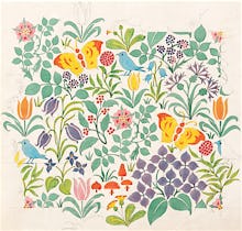 Spring flowers textile design, 1918