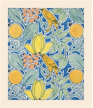 Textile design with birds and fruit, 1919