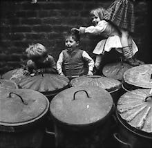 Children playing dustbins