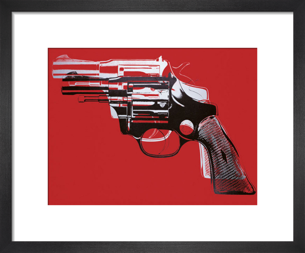 Gun, c.1981-82 (black, white, red on pink) Poster by Andy