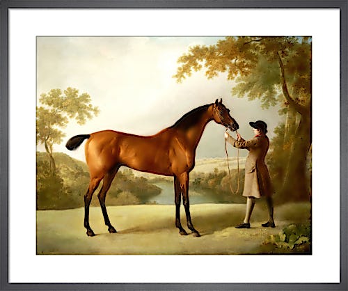 Tristram Shandy - A Bay Racehorse held by a Groom in an Extensive Landscape, c.1760 by George Stubbs
