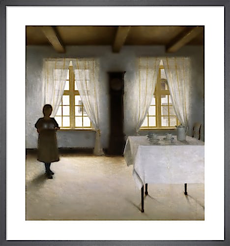 An Interior with a Young Girl Serving Tea by Peter Vilhelm Ilsted