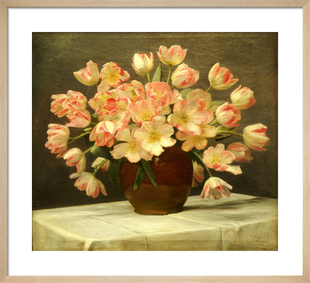 Tulips in a Vase on a Draped Table, 1915