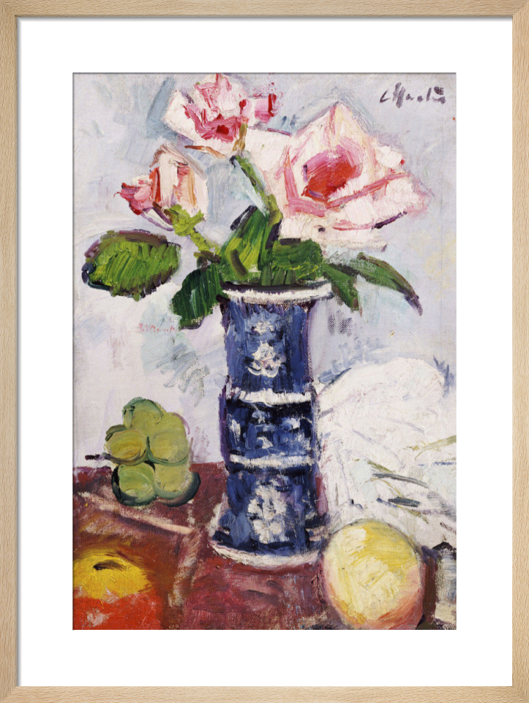 Pink Roses in a Chinese Blue and White Vase