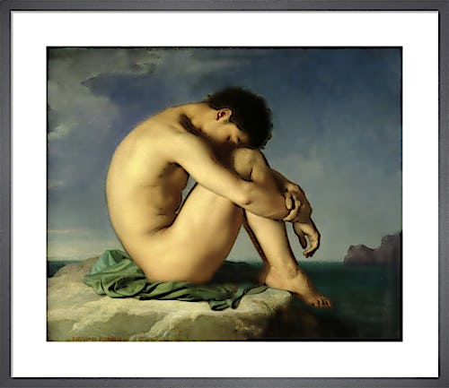 Naked Young Man Sitting by the Sea, 1836 by Jean-Hippolyte Flandrin