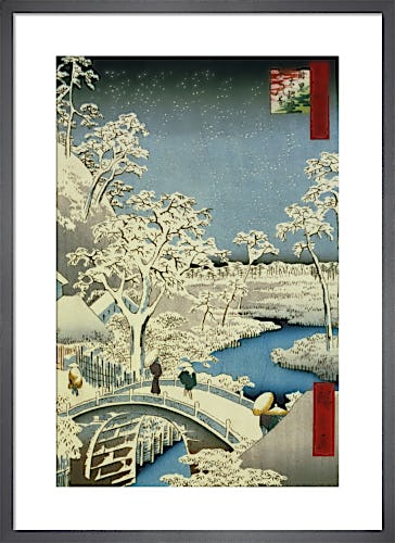 Drum Bridge and Setting Sun, Hill at Meguro, 1857 by Ando Hiroshige
