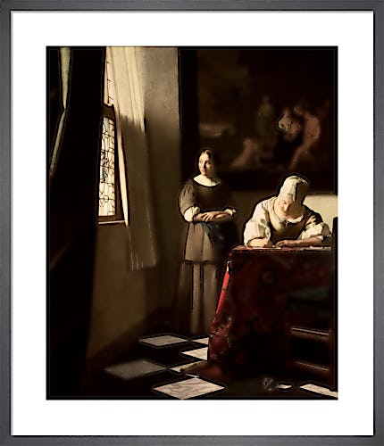 Lady Writing a Letter with her Maid, c.1670 by Johannes Vermeer