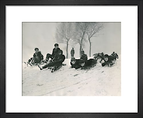 Children sledging, 1955 by Mirrorpix