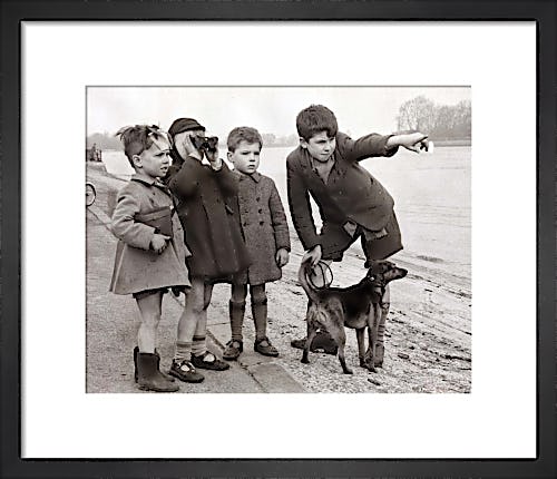 Boys on river bank, 1948 by Mirrorpix