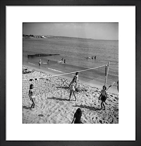Volleyball on beach, South of France 1949 by Mirrorpix