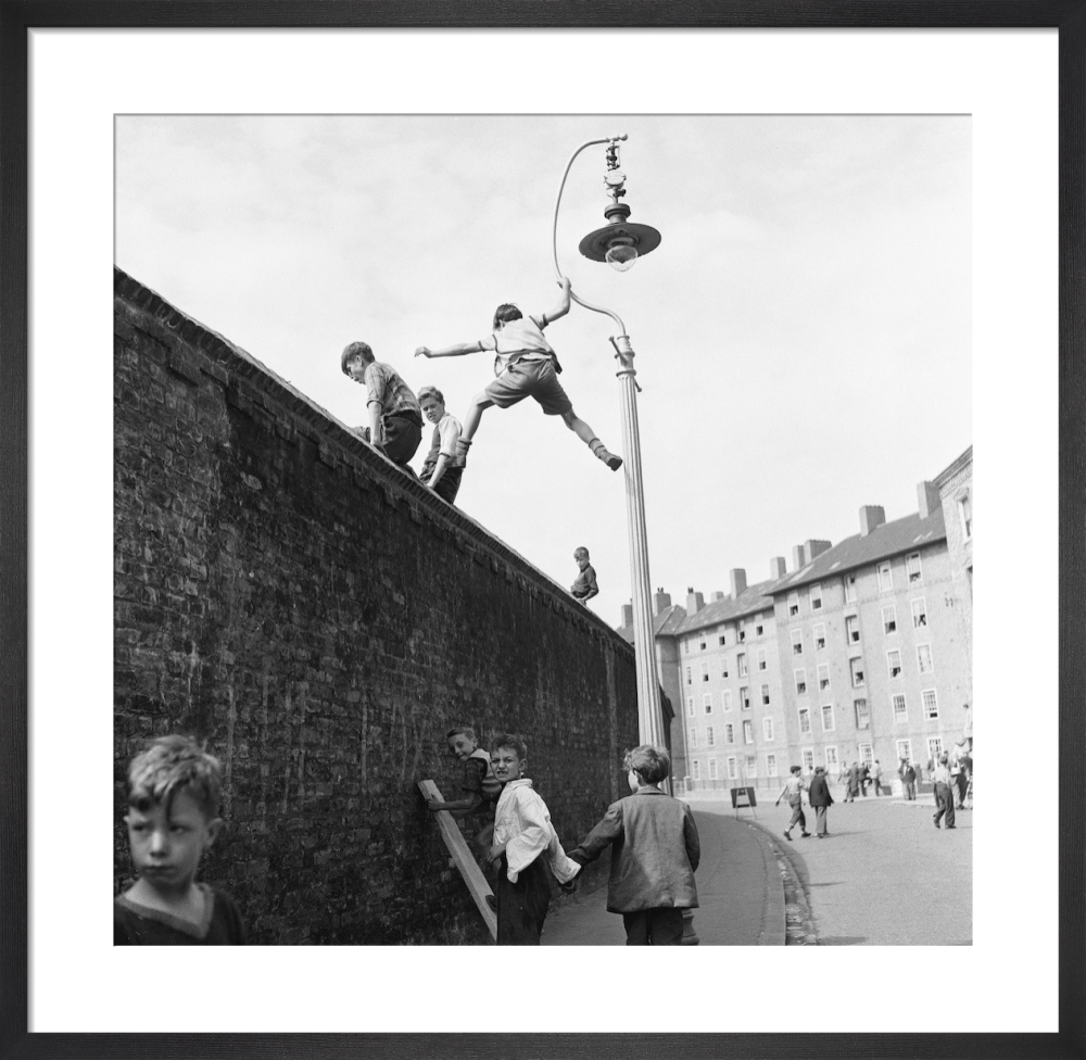 Climbing the wall, Oval cricket ground 1953