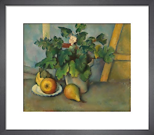 Pot of Primroses and Fruit by Paul Cézanne