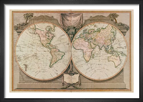 New Map of the World by Vintage Reproduction