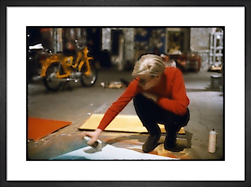Andy with Spray Paint and Moped, The Factory, NYC, circa 1965 by Nat Finkelstein