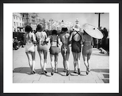 Women promenading in swimsuits, 1935 by Anonymous