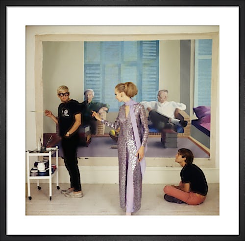 David Hockney, Maudie James & Peter Schlesinger, Vogue December 1968 by Cecil Beaton