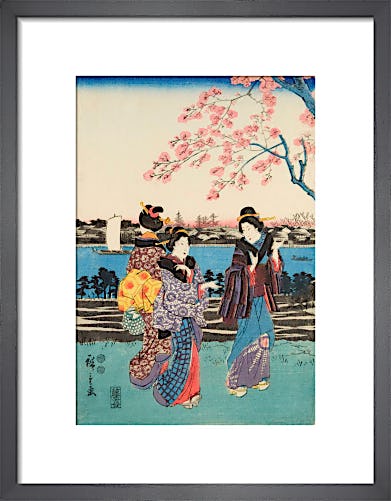 Women travelling on the beach of Futami by Utagawa Hiroshige