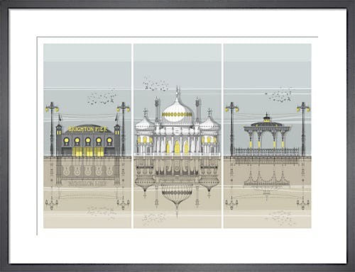 Brighton Landmarks Triptych by Linescapes