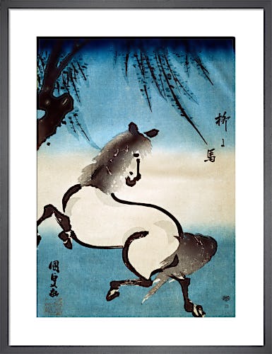 Horse and willow by Utagawa Kunisada I