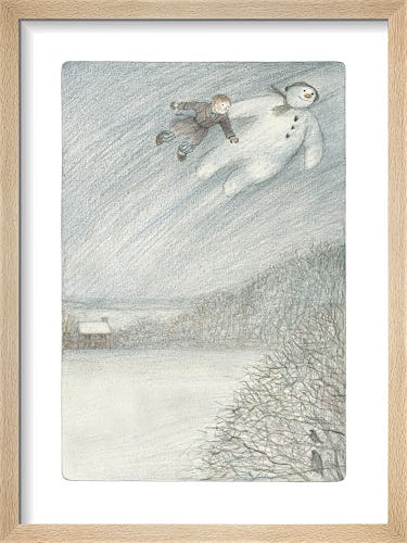 The Boy and The Snowman can be seen flying up into the night sky by Raymond Briggs