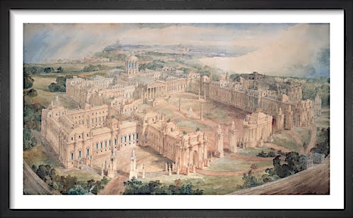 Bird's-eye view of [John Soane's design for] a Royal Palace for Green Park by Joseph M Gandy