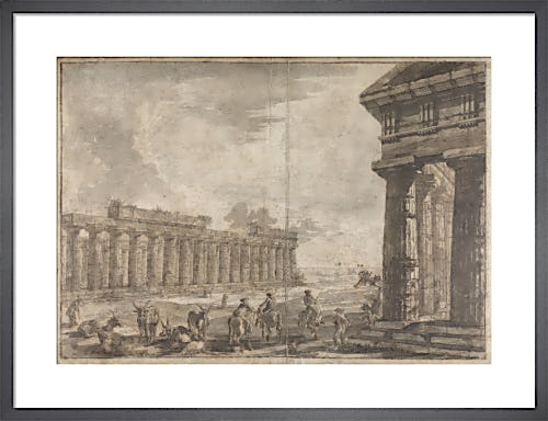 Paestum Italy Basilica with Temple of Neptune in the right foreground Exteriors by Giovanni Battista Piranesi