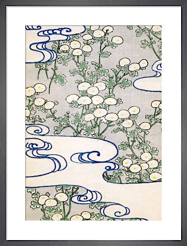 Blooming Vines & Waves, 1882 by Japanese School (19th century)
