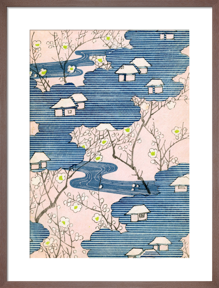 Cottages with Rivers and Cherry Blossom c.1900